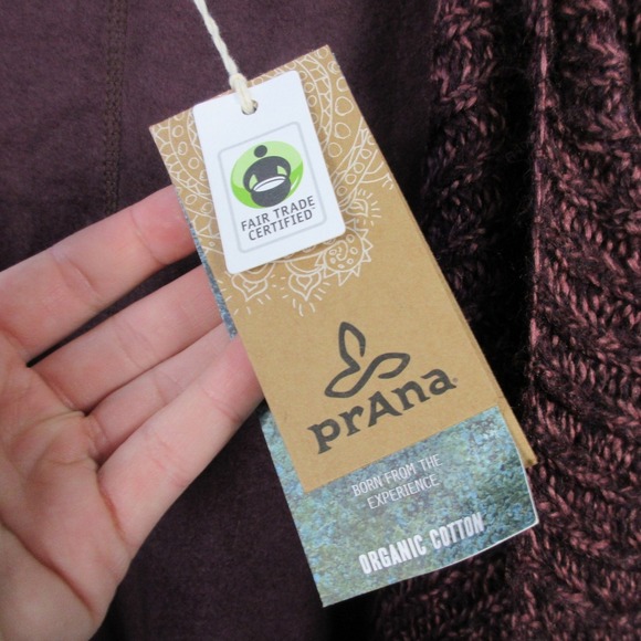 Prana Demure Cardigan Women M Purple LS Open Front Draped Knit Trim Boho 494 - Picture 6 of 13